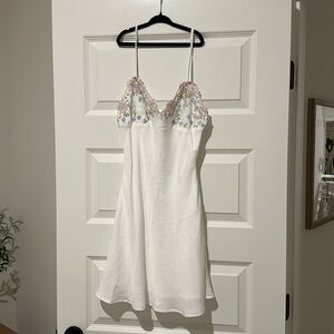 Floral Embroidered White Slip Dress